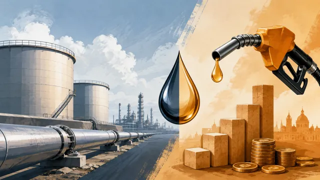 Ilustración de depósitos, tuberías y un surtidor de combustible